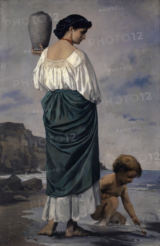 On the beach, fisher girl in Antium, 1870, oil on canvas, 192.3 x 126.6 cm, signed and dated lower left: Feuerbach., R. 70., Anselm Feuerbach, Speyer 1829–1880 Venedig