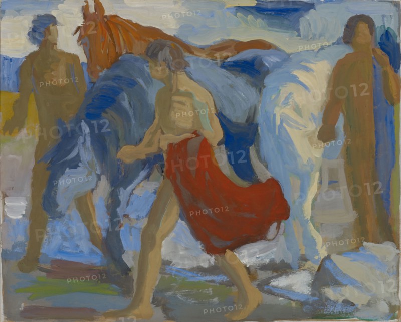 Youngsters with horses, c. 1913/15, tempera on paper, 63 x 74 cm, unmarked, Paul Altherr, Lichtensteig/St. Gallen 1870–1928 Basel