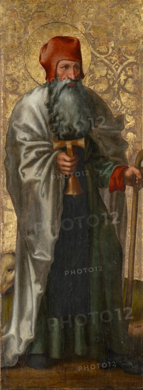 The hl., Antony (inside), the torture of the Ten Thousand (outside), c. 1520/30, oil on panel (linden?), 131.5 x 48.5 cm, unsigned, Süddeutscher Meister, 16. Jh.