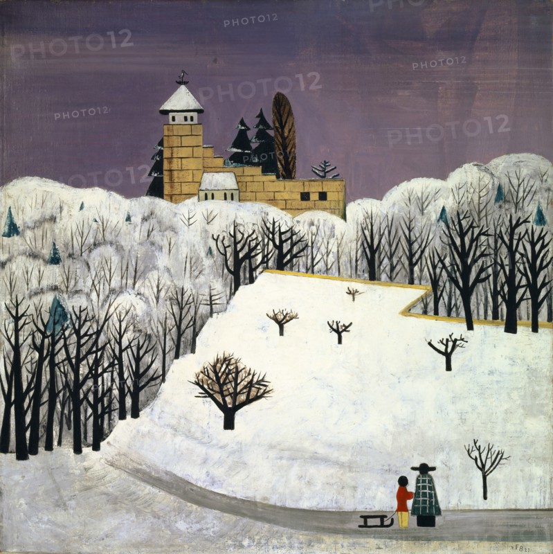 Castle Birseck in the Snow, 1922, oil on canvas, 68.5 x 68.5 cm, monogrammed and dated lower right: FB 22, Fritz Baumann, Basel 1886–1942 Basel