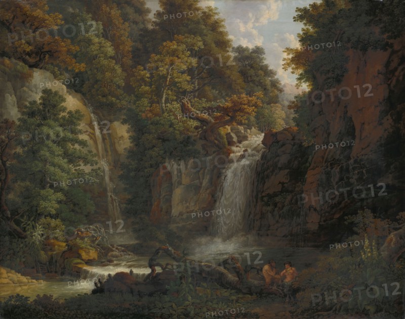 The casting in towlings with two syrinx blowing satyrs, oil on canvas, 72.3 x 93.6 cm, unmarked, Peter Birmann, Basel 1758–1844 Basel