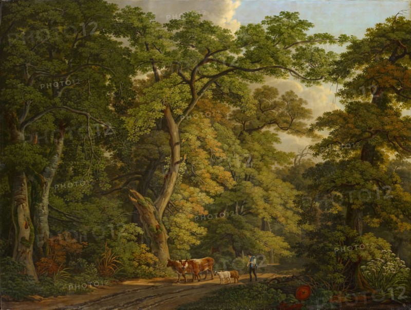 Farmer with livestock in the Basel Hard, 1813, oil on canvas, 69.5 x 92 cm, Signed, inscribed and dated lower right: P. Birmann., pinxit, ., 1813th, Peter Birmann, Basel 1758–1844 Basel