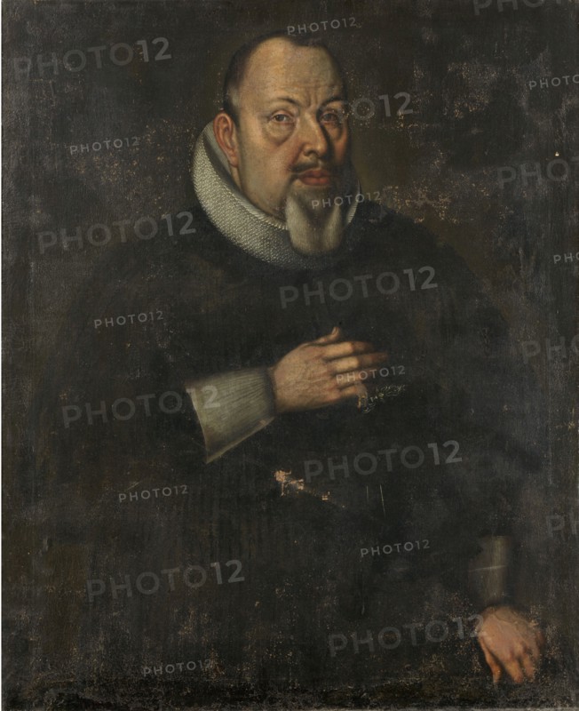 Portrait of a gray-haired man with a ruff, oil on canvas, 94.5 x 76.5 cm, unsigned, Deutscher Meister, 17. Jh.