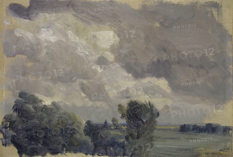 Storm, oil on canvas on cardboard, 25 x 36.5 cm, signed lower right with red color: Wilhelm Lehmann, Wilhelm Ludwig Lehmann, Zürich 1861–1932 Zürich