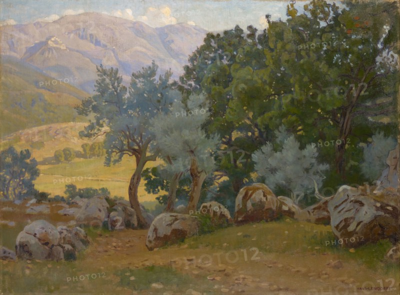 From the Sabine Mountains, oil on canvas, 75.5 x 100.5 cm, signed lower right: HANS · LENDORFF., Hans (Johann) Ludwig Lendorff, Basel 1863–1946 Basel