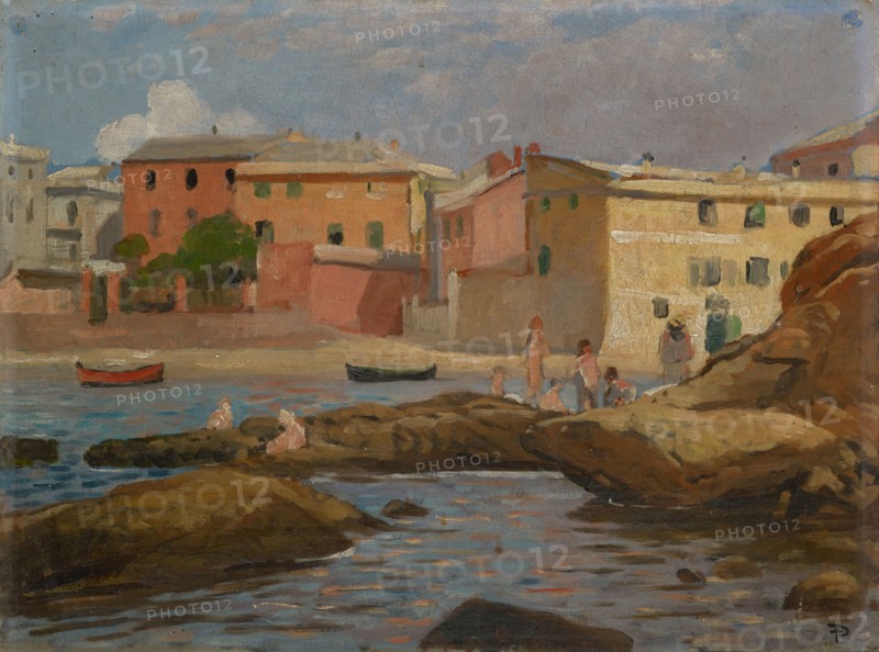 Lerici, 1882 (?), Oil on board, 35 x 46 cm, monogrammed lower right: TP [ligated], Theophil Preiswerk, Basel 1846–1919 Basel