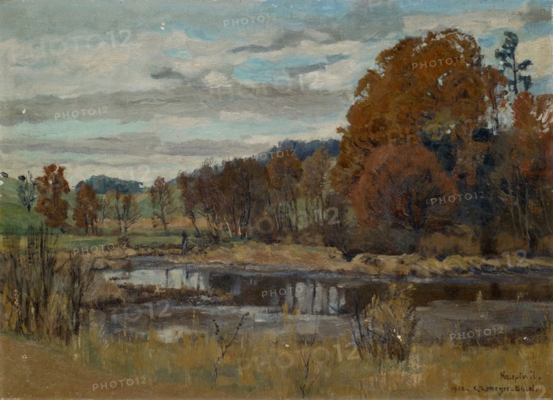 Landscape near Hauptwil, 1920, oil on board, on canvas, 32.5 x 44.5 cm, inscribed, dated and signed lower right: Hauptwil., 1920. C.Th.Meyer-Basel., Carl Theodor Meyer-Basel, Basel 1860–1932 St. Gallen