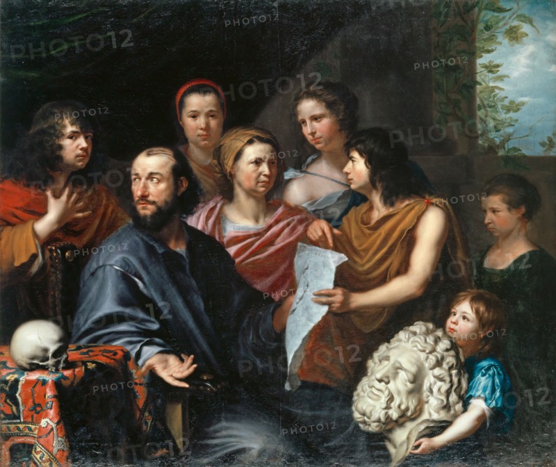 Portrait of the Merian family, c. 1642/43, oil on canvas, 118.7 x 140 cm, signed on the reverse of the drawing in the middle of the picture: MMeri, Jün and inscribed on the obverse: 1641, Matthäus Merian d. J., Basel 1621–1687 Frankfurt a. M.