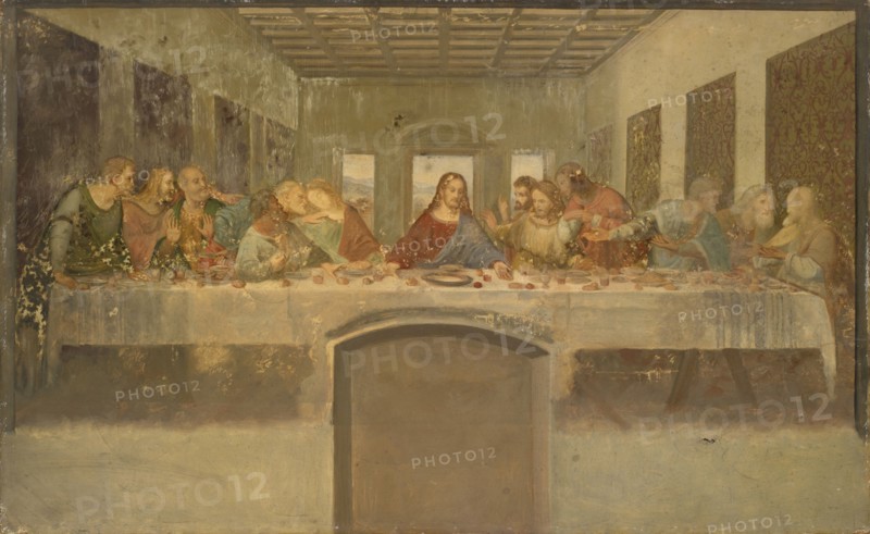 The Last Supper, 1834, oil on canvas, 42 x 68 cm, unmarked., On the reverse probably dated by the artist: Milano the 11th of September 1834, Leonardo da Vinci, (Kopie nach / copy after), Anchiano (bei Vinci) 1452–1519 Ambois (bei Tours)