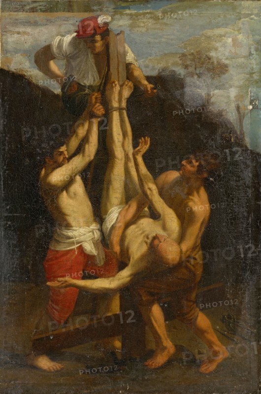 Crucifixion Petri, oil on canvas, 77 x 52 cm, not specified, Guido Reni, (Kopie nach / copy after), Bologna oder Calvenzano 1575–1642 Bologna