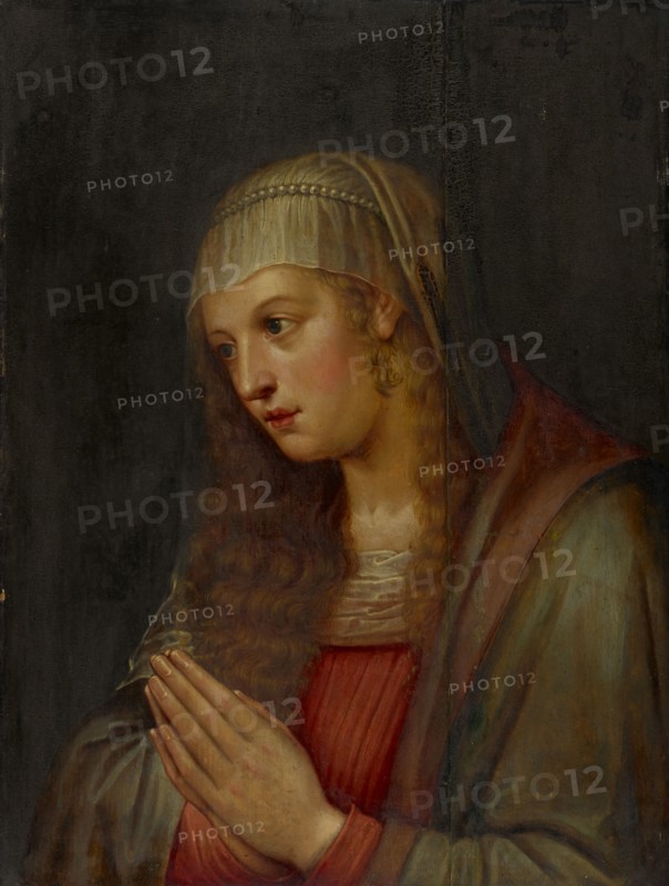 Mary in Worship, c. 1600, oil on panel, 66 x 49.5 cm, unsigned, Französischer Meister, 16. Jh., (?), Deutscher Meister, (alternative Zuschreibung / alternative attribution)