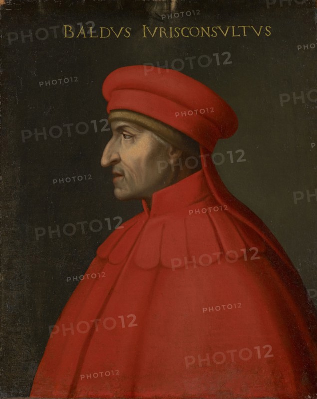 Portrait of Baldo degli Ubaldi, oil on canvas, 76.5 x 63 cm, unmarked., Above: BALDVS IVRISCONSVLTVS, Cristofano (di Papi) dell' Altissimo, (Kopie nach / copy after), um 1525–1605 Florenz