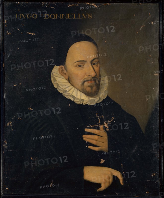 Portrait of the Hugues Doneau, oil on canvas, 81.5 x 67.5 cm, unsigned., Above: HVGO DONNELLVS, Schweizerischer Meister, 17. Jh.