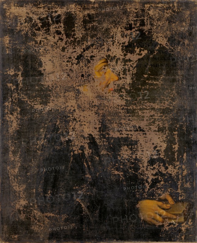 Portrait of John Oecolompad, oil on canvas, 78 x 63.8 cm, unmarked., To the right of the face the inscription: IOHAN [N] ES OE..MP .., DOCTOR ..., A ° MCCCCLXXXII (?), A ° MDXXXI, Basler Meister, 16. Jh. / 17. Jh.