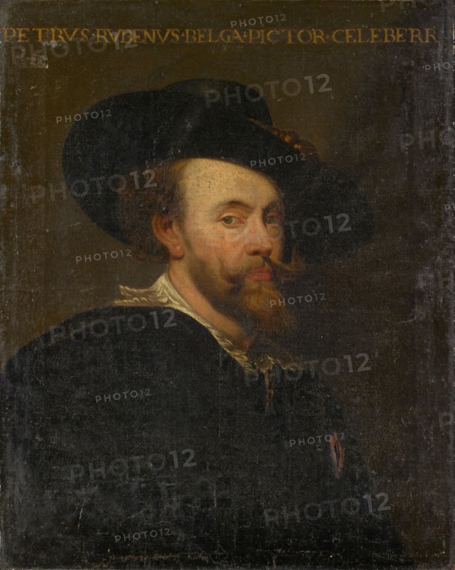 Self-portrait, oil on canvas, 77 x 61.5 cm, unmarked., Labeled above: PETRVS., RVBENVS, ., BELGA, ., PICTOR, ., CELEBERR, Peter Paul Rubens, (Kopie nach / copy after), Siegen 1577–1640 Antwerpen