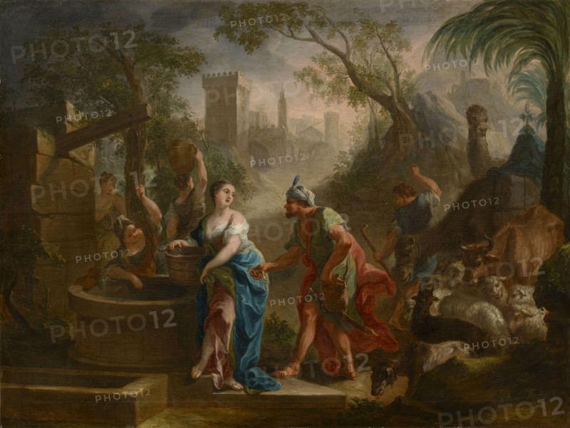 Rebekah and Eliezer at the Fountain, 1760, oil on canvas, 101 x 134 cm, signed and dated lower left: Joseph Esperlin Invenit, Joseph Esperlin, Degernau b. Ingoldingen 1707–1775 Beromünster/Luzern