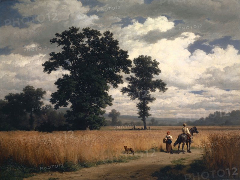 Grain harvest, oil on canvas, 61 x 81 cm, signed lower left: R. Zünd, Robert Zünd, Luzern 1827–1909 Luzern