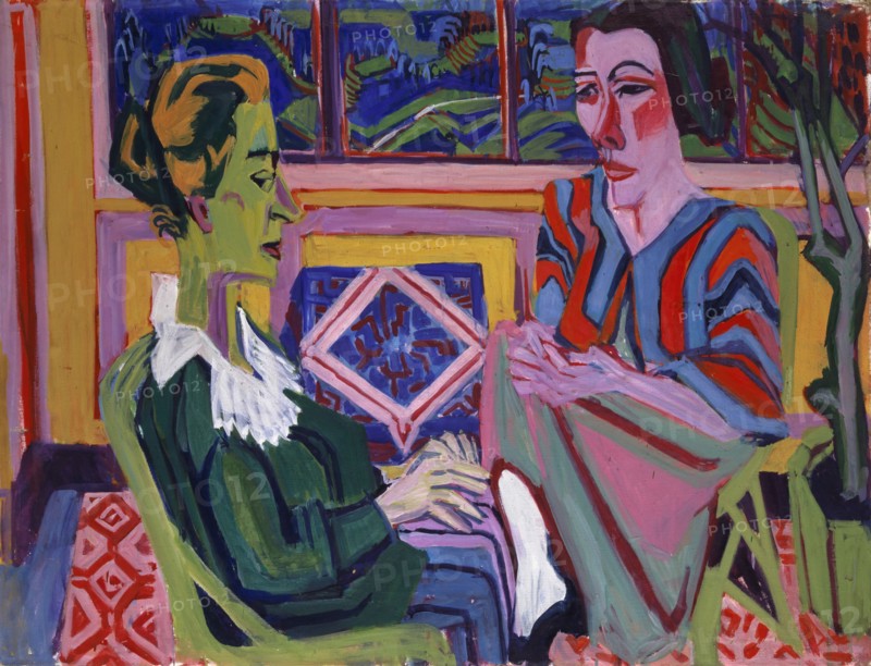 Woman and Girl, 1924, oil on canvas, 114.7 x 150.5 cm, unsigned, Albert Müller, Basel 1897–1926 Obino/Tessin