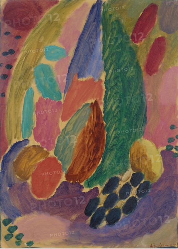 Large variation, 1915, oil and pencil on linen textured paper, mounted on hardboard, 52 x 37.5 cm, signed and dated a., r .: A. Jawlensky., 1915, Stiftung Im Obersteg, deposit in the Kunstmuseum Basel 2004, Alexej von Jawlensky, Torschok/Twer 1864–1941 Wiesbaden