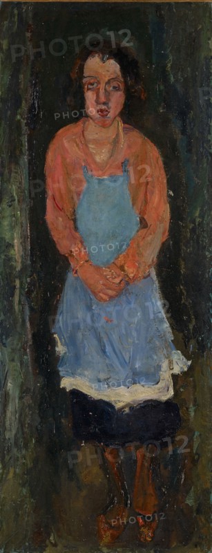 La cuisinière au tablier bleu, around 1930, oil on canvas, 128 x 50.5 cm, unmarked, Stiftung Im Obersteg, deposit in the Kunstmuseum Basel 2004, Chaïm Soutine, Smilowitschi bei Minsk 1893–1943 Paris