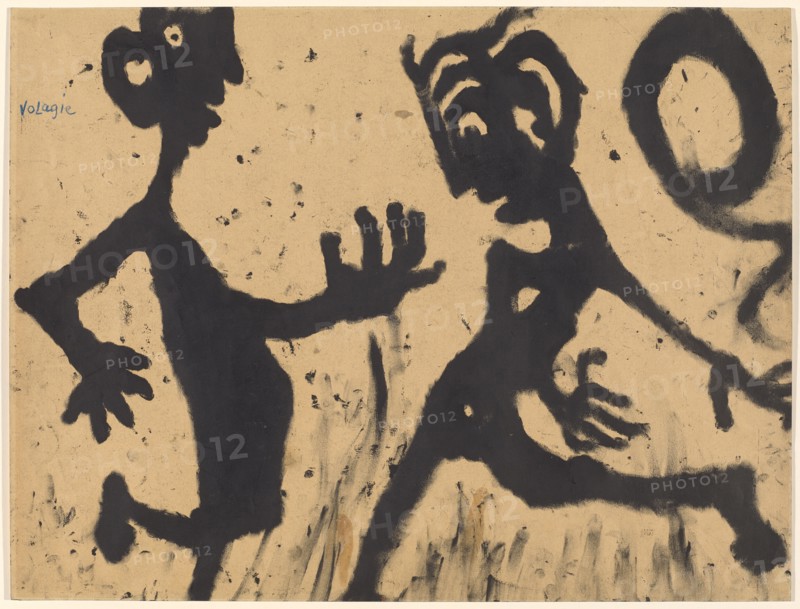 Volagie, 1937/42, fingerprint, black ink on paper, 44 x 58 cm, inscribed o. L .: Volagie, Stiftung Im Obersteg, deposit in the Kunstmuseum Basel 2004, Louis Soutter, Morges/Waadt 1871–1942 Ballaigues/Waadt