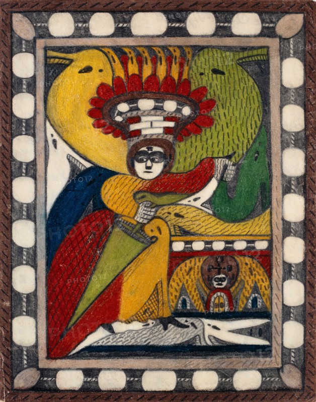Skt. Adolf = Throne, = Alpa = Roosali, 1917, pencil and crayon, sheet: 28.9 x 22 cm, recto without text verso 1. Here, on the front: Is the Skt., Adolf = Throne, = Alpa = Roosali, Grand Divine, and Grossgroß =, keiserliche Großgroß = Highness, Krohn = Prinzessinn of, around: 450 hours, Ausrechnungs =, Ansatzhaltenden Skt. Adolf =, Throne, in Switzerland., The last, in my part my dear, consort, in an impeccable man = form, with speaking =, the organ, reaches a height of 4½ to 5½ feet., The equal, civilized, and laboring, head-to-number, gigantic star =, ke Kong = regattion, is consistently, well, organized., [left on the margin, v.o.n.u.] Getz., Skt. Adolf, II. Bern, Switzerland., Accident., Adolf Wölfli, Bowil/Bern 1864–1930 Bern