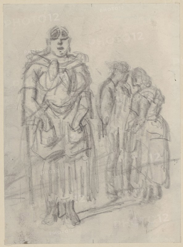 Strassendirne and smaller pair, pencil, mounted, leaf: 17.7 x 13 cm, not marked, Constantin Guys, Vlissingen 1802–1892 Paris