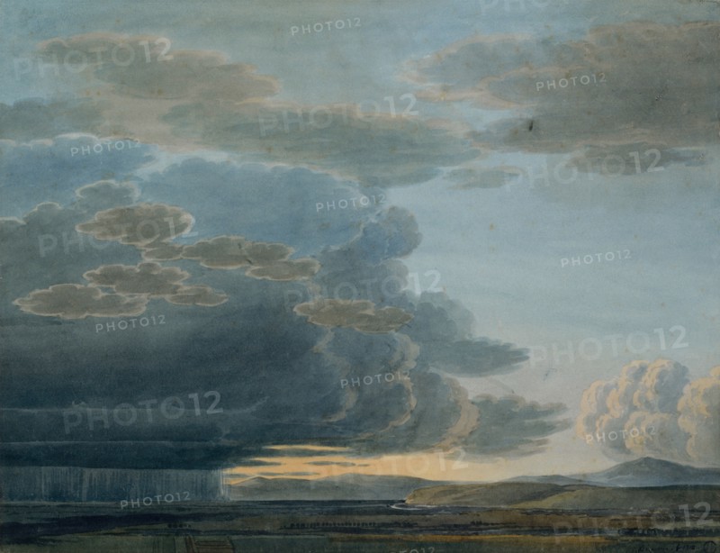 Rain clouds over the midland (evening seascape), 1810, pencil, watercolor, sheet: 31.2 x 40.4 cm, Samuel Birmann, Basel 1793–1847 Basel