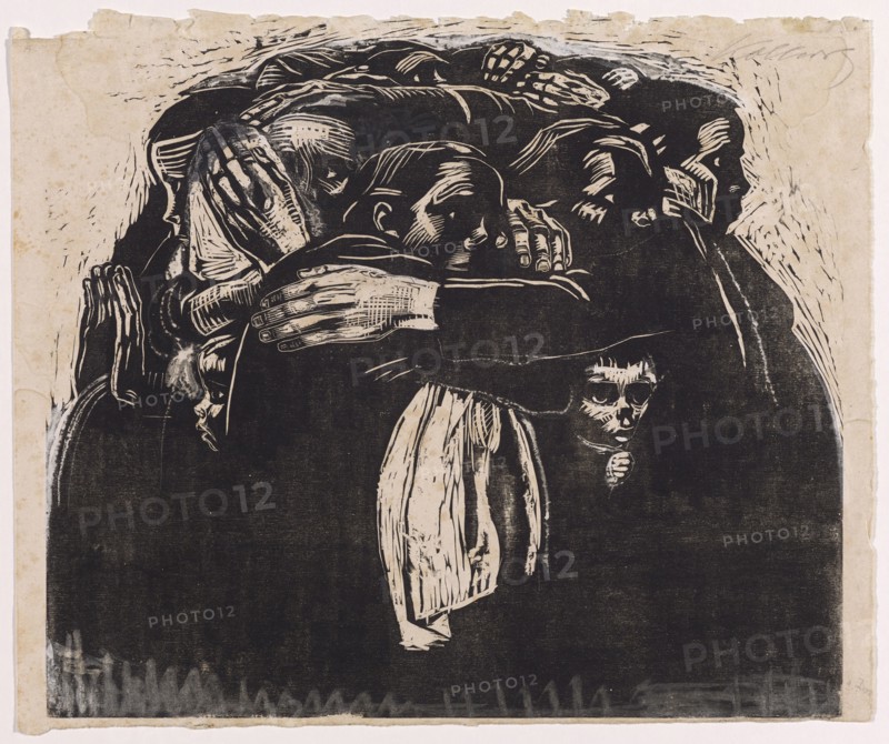 The Mothers, mid-Oct 1921 - latest in early 1922, woodcut on Japanese paper, revised, II, VII, page: 36.5 x 43.1 cm (largest mass) |, Picture: 34 x 40 cm, O. r., signed in pencil: Kollwitz, Käthe Kollwitz, Königsberg in Preussen (heute Kaliningrad) 1867–1945 Moritzburg bei Dresden