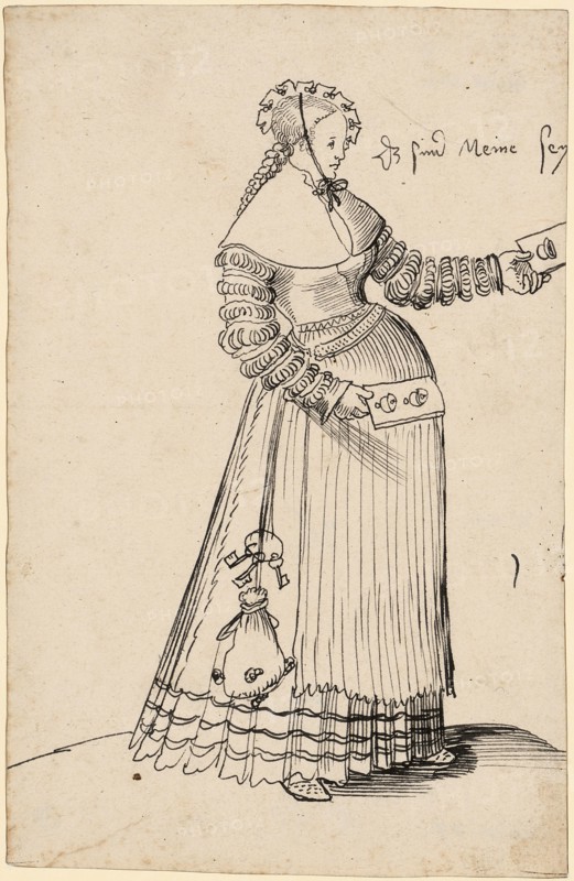 Woman with playing cards, c. 1515/16, pen in black, sheet: 18.4 x 11.9 cm, O. r., denominated: Dz are Meyne sey, Urs Graf, Solothurn um 1485 – 1527/28
