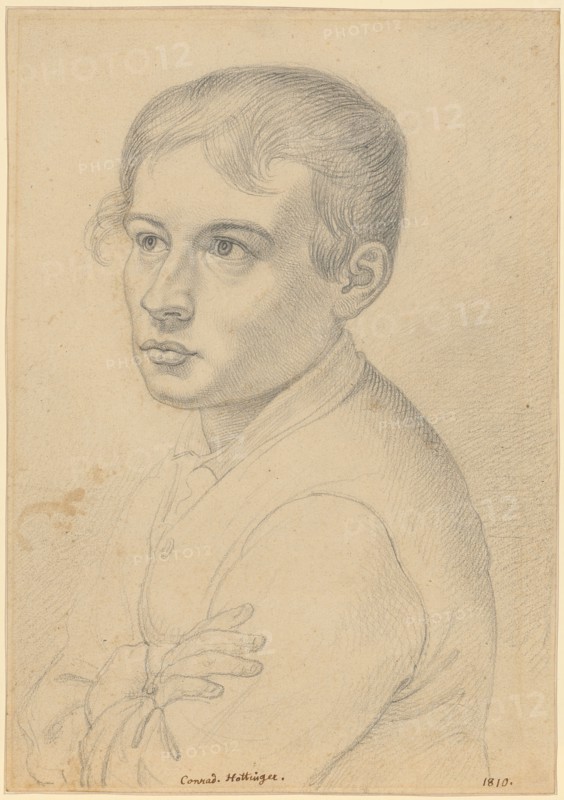 Portrait of the painter friend Konrad Hottinger (1788-1828), 1810, pencil, verso: pencil, sheet: 23.8 x 16.7 cm, U. M. inscribed with pen: Conrad Hottinger, u, ., r., dated: 1810, Ludwig Vogel, Zürich 1788–1879 Zürich
