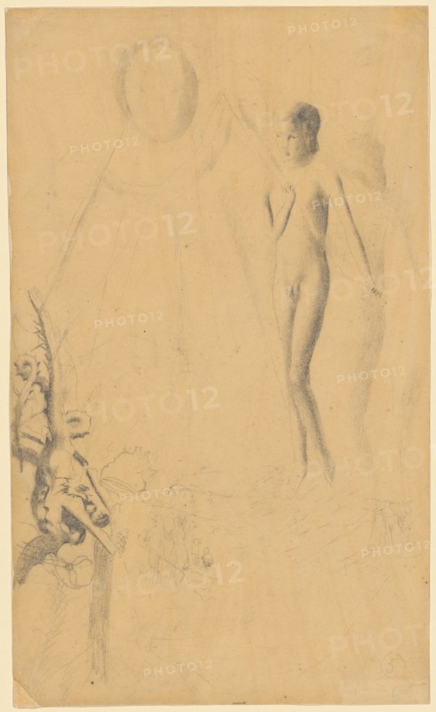 Naked boy, standing in front of a rootstock, pencil, sheet: 22.4 x 16.5 cm, unsigned, Otto Meyer-Amden, Bern 1885–1933 Zürich