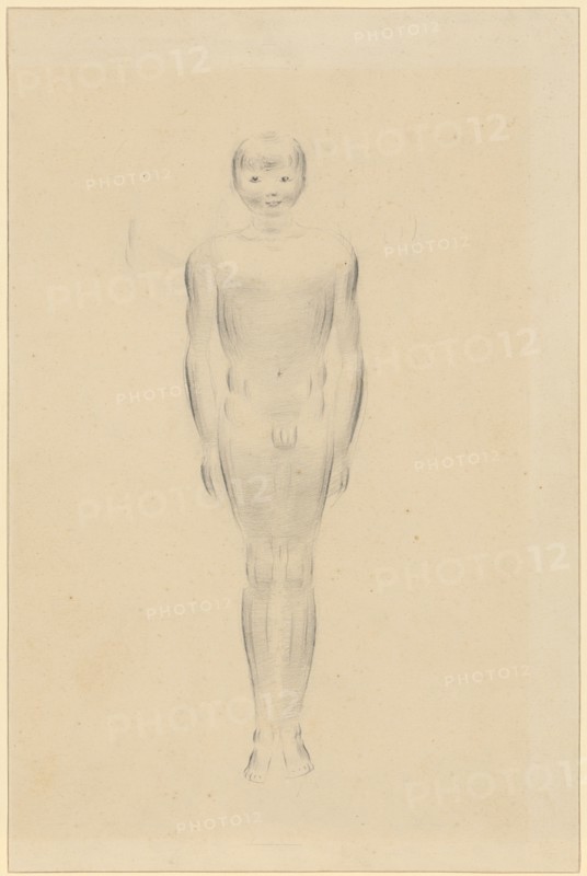 Knabenakt with closed legs and stretched arms, pencil, sheet: 27.4 x 18.1 cm, unsigned, Otto Meyer-Amden, Bern 1885–1933 Zürich