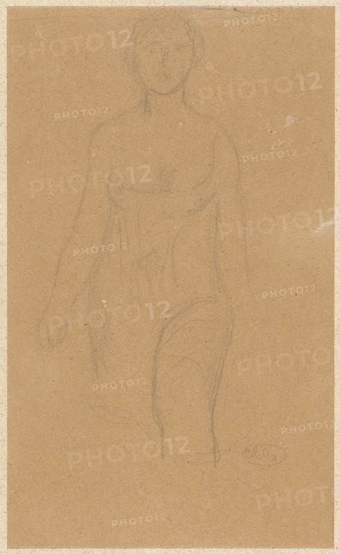 Elbow of a standing girl, pencil on light gray paper, sheet: 29.4 x 17.7 cm, U. r., monogrammed in pencil: M [in the oval], Aristide Maillol, Banyuls-sur-Mer/Pyrénées-Orientales 1861–1944 Banyuls-sur-Mer/Pyrénées-Orientales