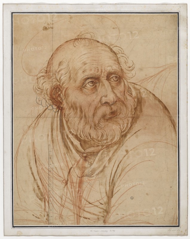 The Apostle Peter, c. 1585, brush in brown and gray, red chalk, firmly wound, Leaf: 55.2 x 43 cm, Not marked, Hendrick Goltzius, Mühlbrecht 1558–1617 Haarlem