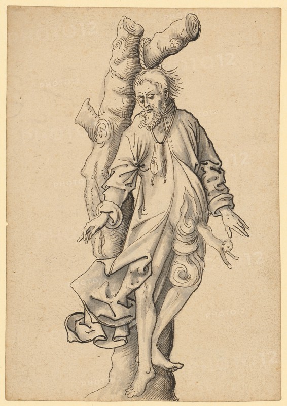 Judas, hanging from a tree, feather in black, gray wash, sheet: 15.6 x 10.9 cm, unsigned, Jörg Schweiger, (zugeschrieben / attributed to), Augsburg 1470/80 –1533/34 Basel