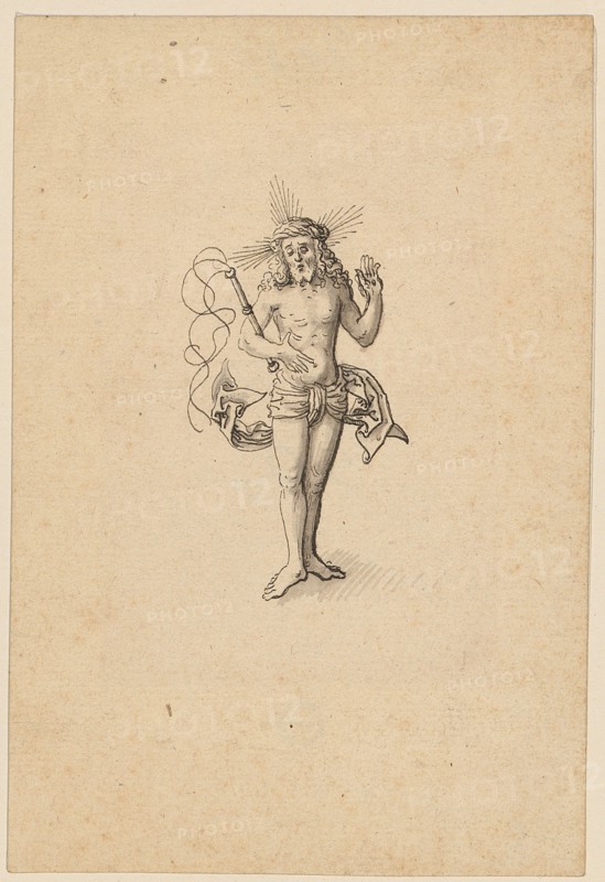 Christ as a man of sorrows, feather in black, gray wash, sheet: 13.9 x 9.4 cm, unmarked, Jörg Schweiger, (zugeschrieben / attributed to), Augsburg 1470/80 –1533/34 Basel