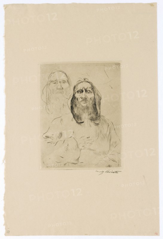 Prophet's Head, 1911, drypoint, [which condition?, (from 2)], sheet: 38.4 x 25.5 cm (largest mass) |, Plate: 18 x 13 cm (largest mass), R. under the illustration signed in pencil: Lovis Corinth, Lovis Corinth, Tapiau/Ostpreussen (heute Gwardjesk, Russland) 1858–1925 Zandvoort