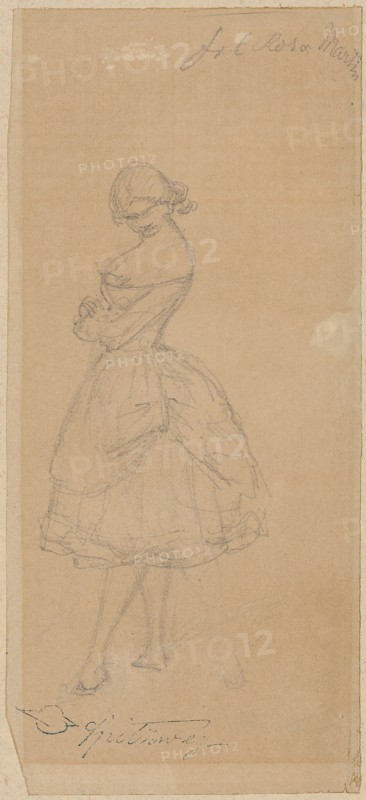 The dancer Rosa Martin, pencil, sheet: 18.6 x 8.4 cm (largest mass), O. r., inscribed in pencil: Frl Rosa Martin, Carl Spitzweg, München 1808–1885 München