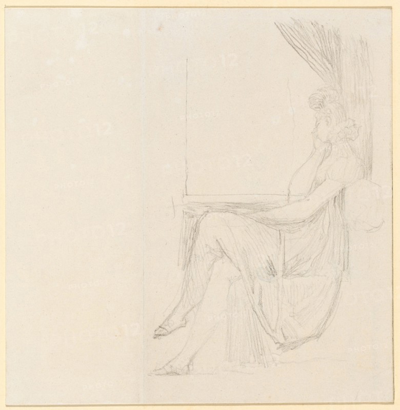 Young Woman, Asleep at the Window, c. 1815, Chalk, mounted, leaf: 17.9 x 17.5 cm, not marked, Johann Heinrich Füssli, Zürich 1741–1825 Putney Hill b. London