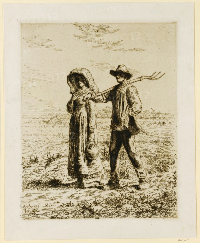Le Départ pour le travail, c. 1863, Etching, IV, VII (?), Folio: 45.1 x 36.3 cm |, Plate: 38.9 x 31 cm, in the plate u.l., signed: J.F. Millet, Jean-François Millet, Gruchy bei Gréville 1814–1875 Barbizon