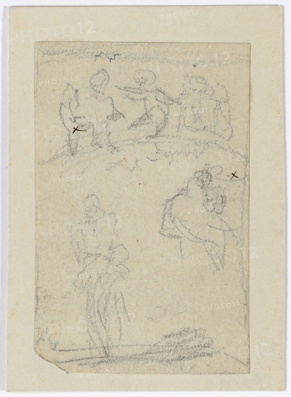 Copy after Arnold Böcklin's lost design for the painting Meadow Spring, pencil, sheet: 6.5 x 4.2 cm, Rudolf Schick, Berlin 1840–1887 Berlin