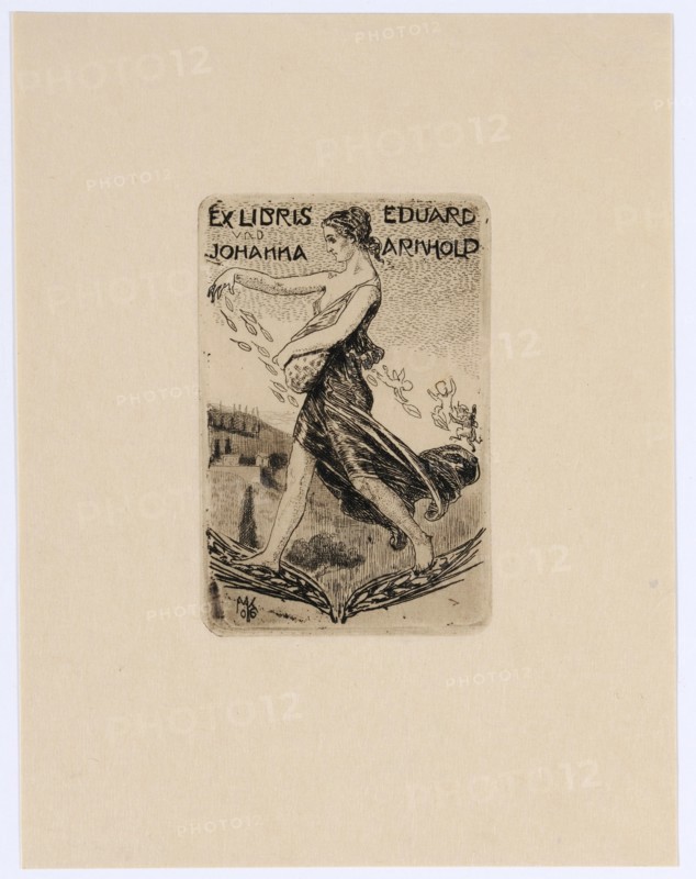 Ex Libris Eduard and Johanna Arnhold, 1906, etching on Vélin, page: 17.8 x 13.7 cm |, Plate: 9.2 x 6.1 cm, in the plate u., l, ., Monogrammed and dated: MK, 06, Max Klinger, Leipzig 1857–1920 Grossjena bei Naumburg