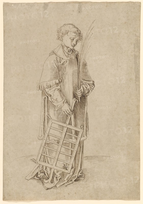 St. Lawrence, 1st half of the 16th century, feather in brown, sheet: 31.1 x 21.7 cm, unsigned, Anonym, Oberrhein (sog. Pseudo-Leu)