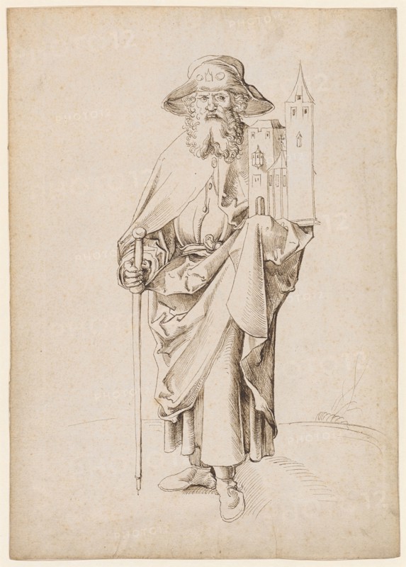 St. Sebald, 1st half of the 16th century, feather in brown, sheet: 31.1 x 22.1 cm, unsigned, Anonym, Oberrhein (sog. Pseudo-Leu)