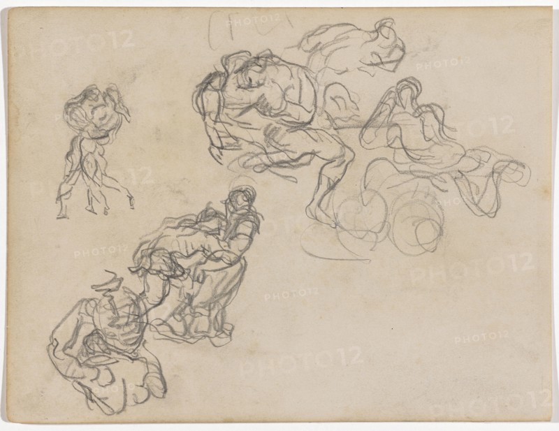 Study to the picture The orgy, 1864/68, pencil, verso: Chalk in black, Leaf: 17.9 x 23.4 cm, Not marked, Paul Cézanne, Aix-en-Provence 1839–1906 Aix-en-Provence
