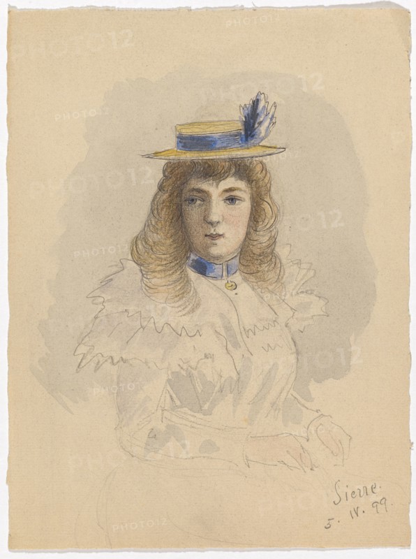 Woman with Hat from the Front, 1899, Pencil, Feather in Black, Watercolor, Sheet: 21.8 x 17 cm, U. r., inscribed and dated in pencil: Sierre, 5.IV.99., Paul Franz Otto, 1839–1927