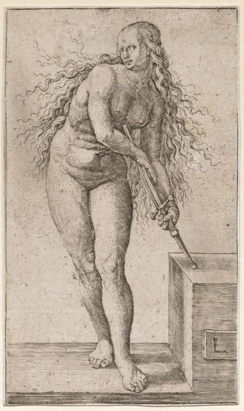 Lucretia, copperplate, leaf: 11.7 x 6.9 cm, U. r., designated: L, Lucas van Leyden, Leiden 1494 (?) –1533 Leiden