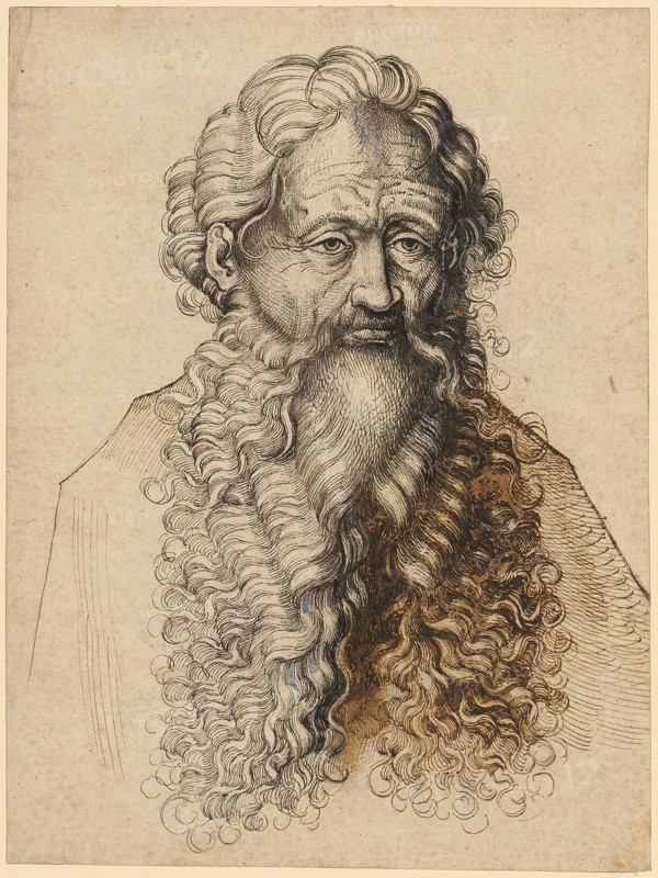 Half-length portrait of a bearded man, pen in black and dark brown, in places heightened with white, page: 18.7 x 14.2 cm, unsigned, Martin Schongauer, (Umkreis / circle), Colmar um 1445–1491 Colmar