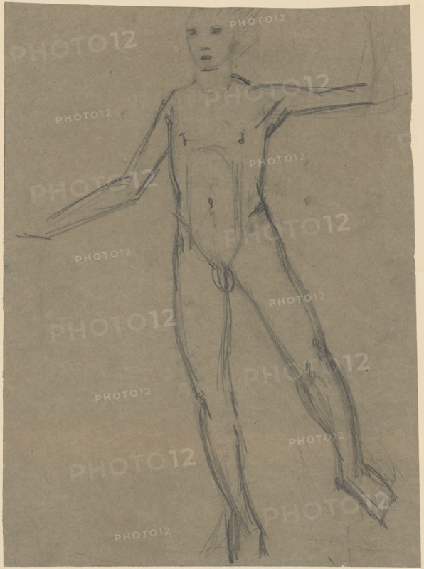 Boy act, pencil on gray paper, sheet: 39.2 x 29 cm, not marked, Hans Brühlmann, Amriswil/Thurgau 1878–1911 Stuttgart
